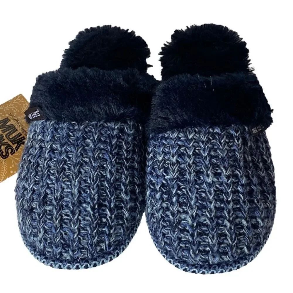 MUK LUKS Frida Women's SMALL (5-6) Scuff Slippers in Denim